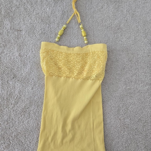 Yellow Tube top with beaded halter - Picture 5 of 5